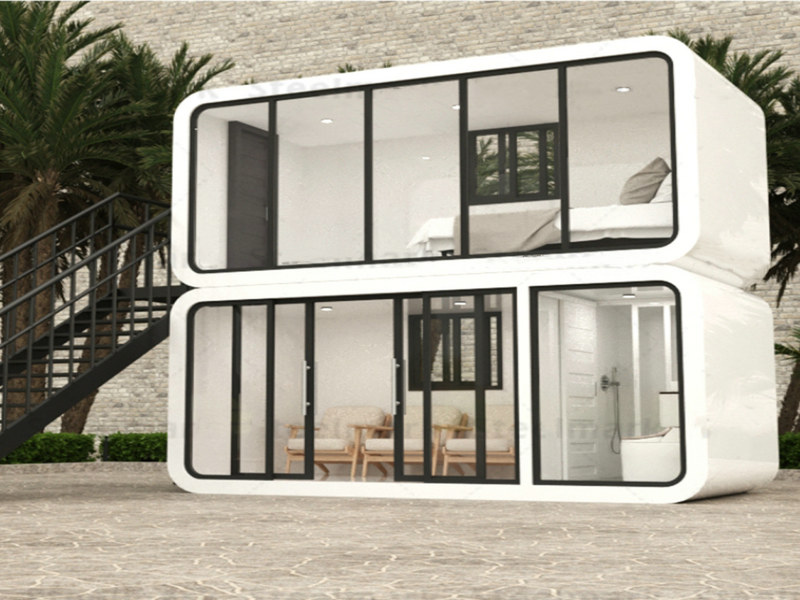 Exclusive capsule tiny house with large windows