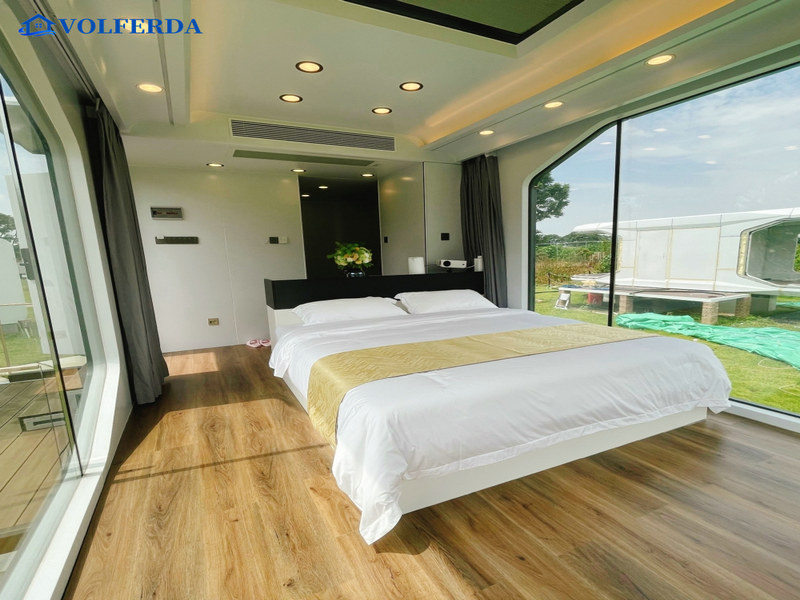 Premium 2 bedroom tiny houses attributes with panoramic glass walls in Colombia