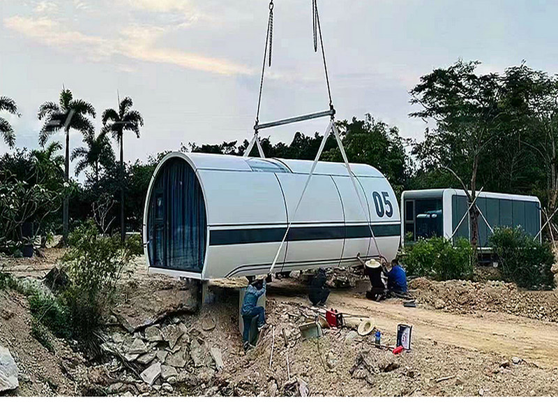 Portable Prefab Pod Residences with electric vehicle charging from Mozambique