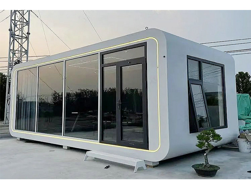 Solar-powered capsule homes interiors with panoramic glass walls