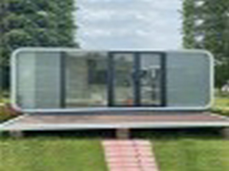Minimalist modern prefab glass house savings for vacation rental in Romania